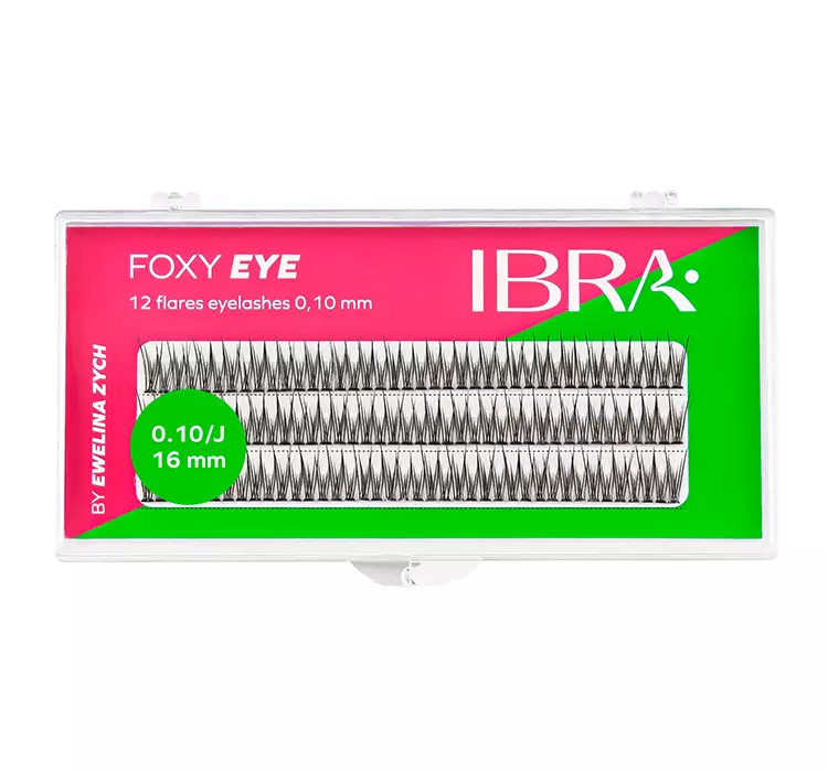 Ibra - FOXY EYE 12 Flare Eyelashes by Ewelina Zych - Kępki sztucznych rzęs - Skręt J - 120 kępek - 0.10/16 mm