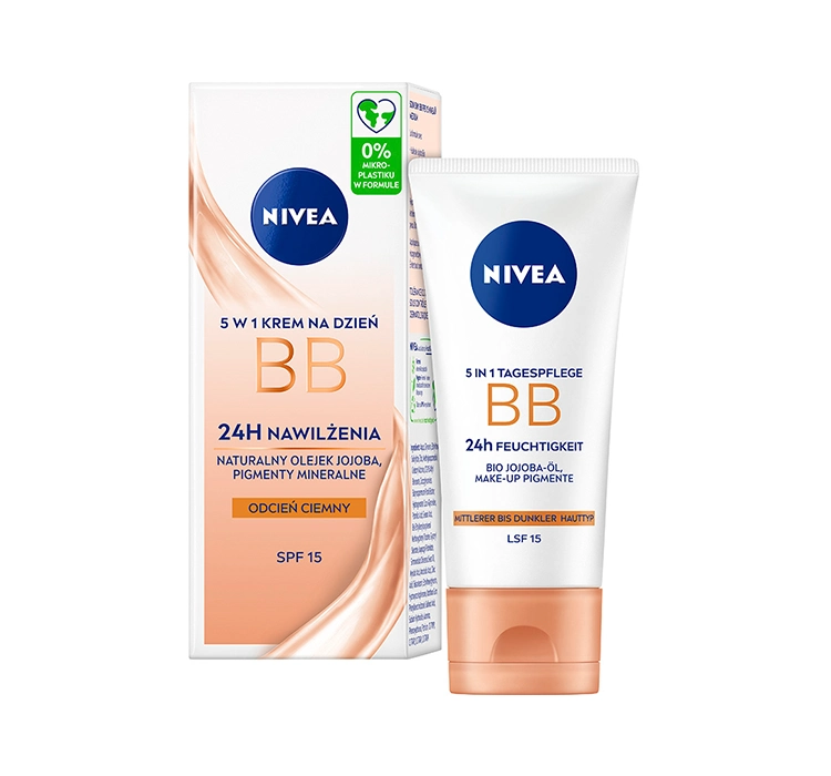 Nivea, BB Krem 5w1 Nawilżający SPF15, Odcień ciemny, 50ml