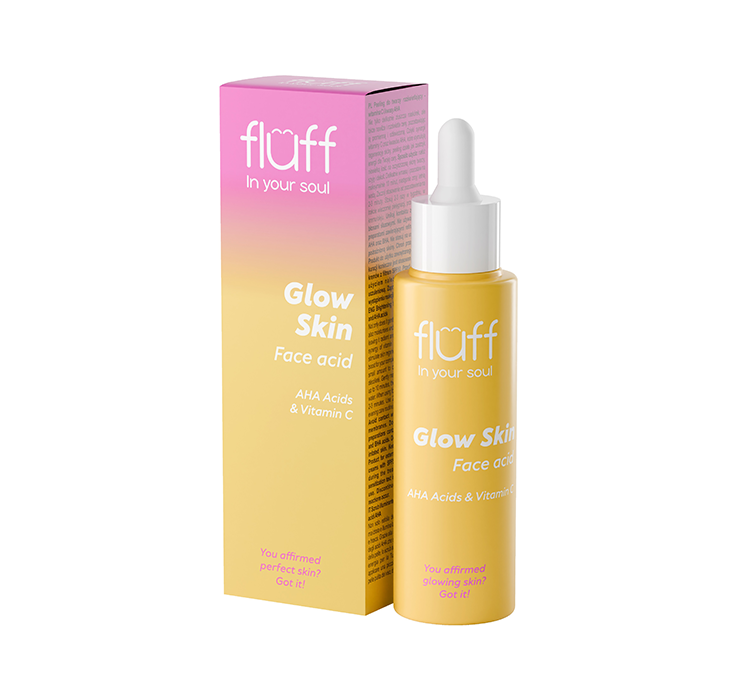 FLUFF In Your Soul Glow Skin Face Acid Rozświetlający Peeling Do Twarzy Witamina C, Kwas AHA 40ml