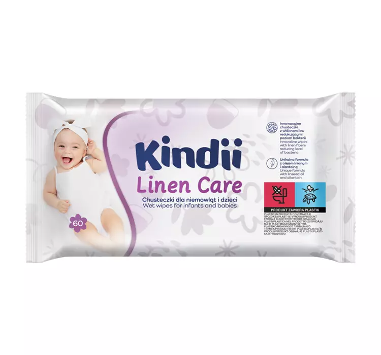 KINDII Linen care Chusteczki nawilżane dla niemowląt i dzieci, 50szt.