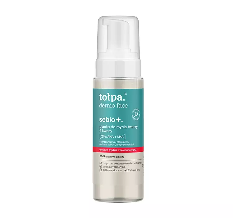 TOŁPA Dermo Face Sebio+ Pianka do mycia twarzy 2 kwasy, 150ml