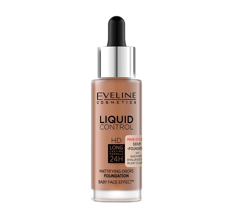 EVELINE LIQUID CONTROL HD MATUJĄCY PODKŁAD DO TWARZY Z NIACYNAMIDEM 065 TOFFEE 32ML