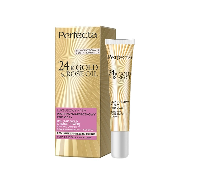 Perfecta 24K Gold & Rose Oil luksusowy krem przeciwzmarszczkowy pod oczy 15ml