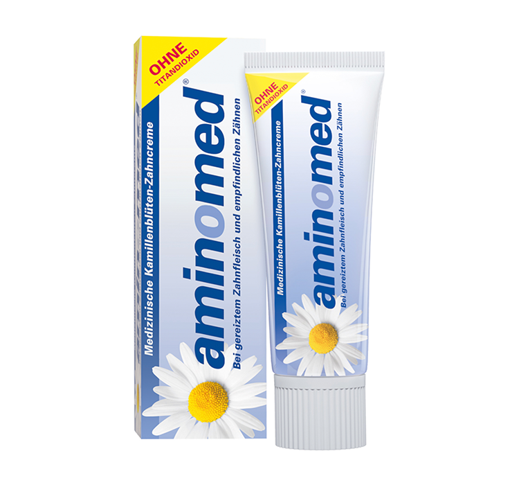 AMINOMED pasta 75ml - rumiankowo - fluorkowa pasta do pielęgnacji jamy ustnej na stany zapalne dziąseł