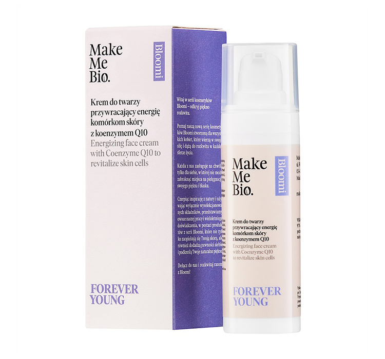 Make Me Bio Bloomi, Forever Young, krem do twarzy przywracający energię komórkom skóry z koenzymem Q10, 30ml