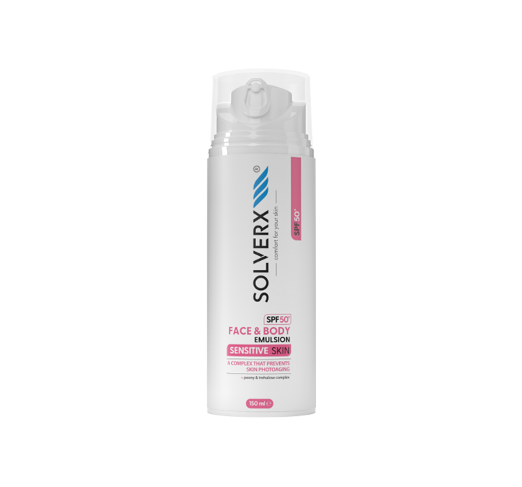 Solverx Sensitive Skin emulsja ochronna do twarzy i ciała SPF50+ 150ml