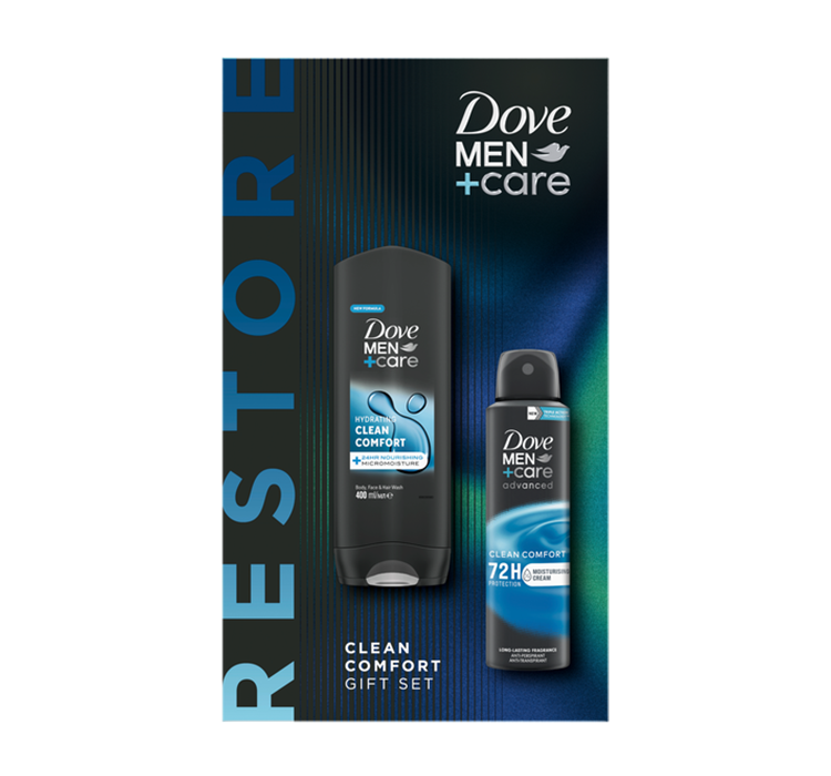 Фото - Інша косметика Dove MEN+ CARE RESTORE CLEAN COMFORT ZESTAW KOSMETYKÓW ŻEL POD PRYSZNIC + ANTYPERSPIRANT W SPRAYU 