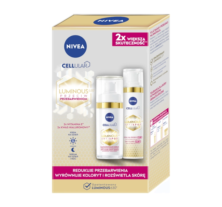 NIVEA SET Celluar Luminous Serum Przeciw Przebarwieniom 30ml + Krem Do Twarzy Przeciw Przebarwieniom Na Dzień SPF50 40ml