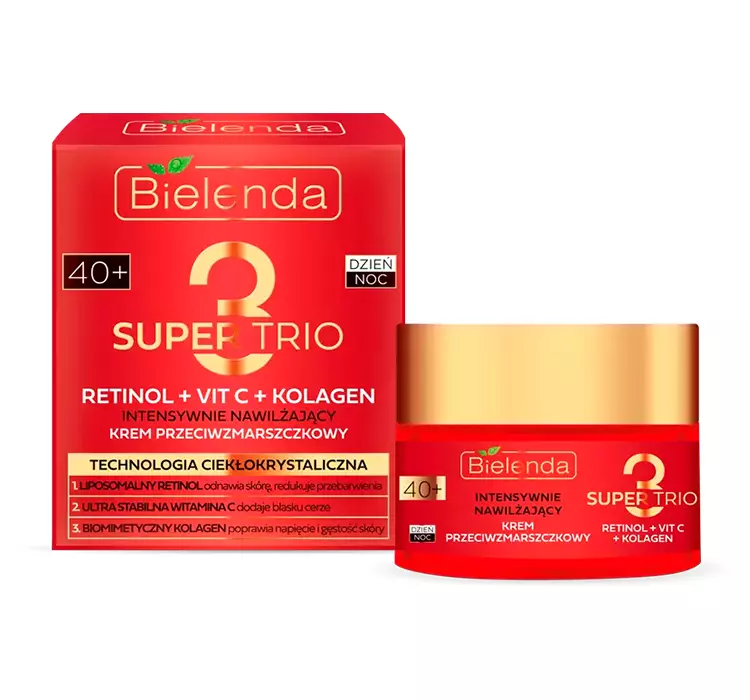 Bielenda, Super Trio, Krem z retinolem i Vit C+Kolagen 40+