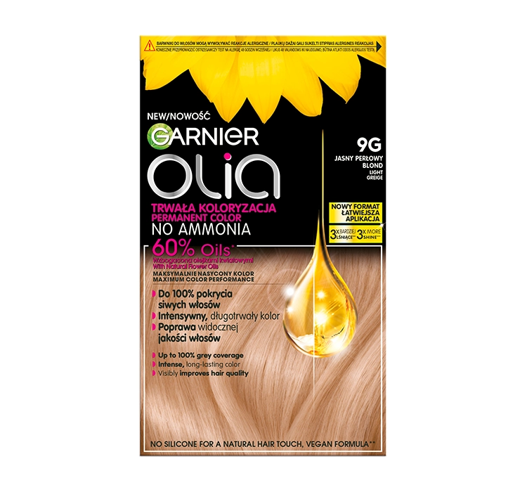 Garnier Olia trwała farba do włosów bez amoniaku 9G Jasny Perłowy Blond