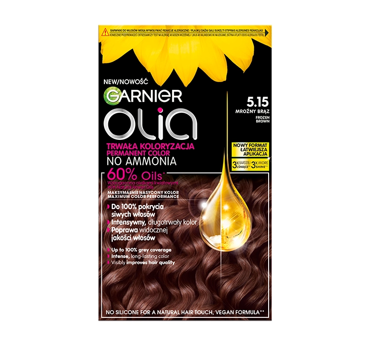 Garnier Olia trwała farba do włosów bez amoniaku 5.15 Mroźny Brąz