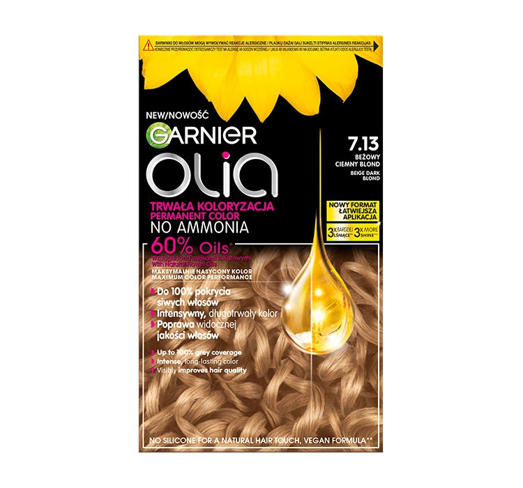 Garnier Olia trwała farba do włosów bez amoniaku 7.13 Beżowy Ciemny Blond