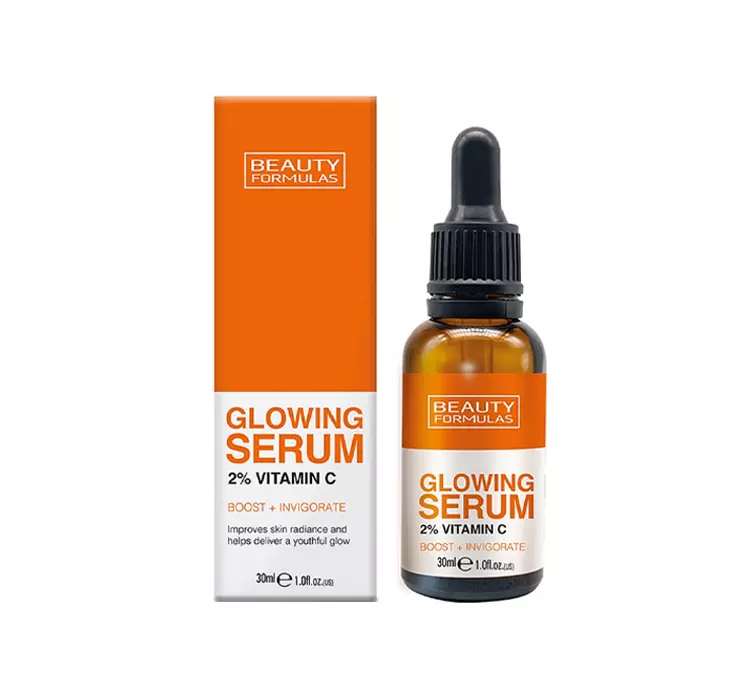Beauty Formulas, Glowing Serum, Rozjaśniające serum do twarzy 2% Vitamin C, 30 ml