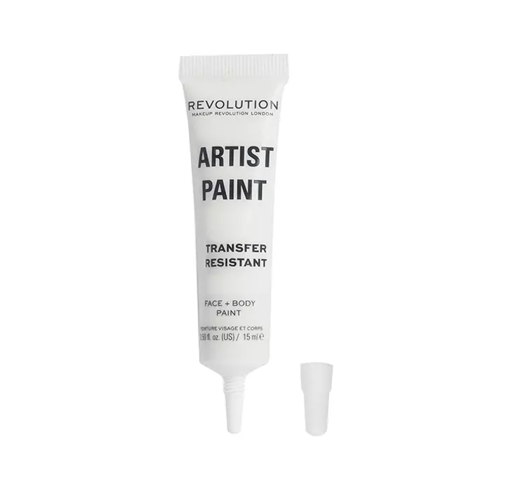 MAKEUP REVOLUTION - ARTIST PAINT - Face + Body Paint - Płynna farba do twarzy i ciała - 15 ml - Biała