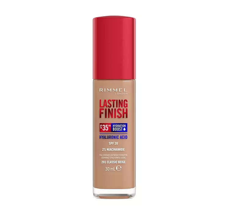 Rimmel Lasting Finish 35H silnie nawilżający i długotrwale kryjący podkład do twarzy z filtrem SPF20 201 Classic Beige 30ml