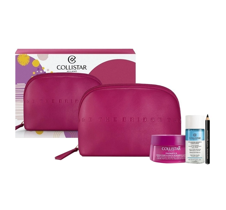 COLLISTAR KREM DO TWARZY + PŁYN DO DEMAKIJAŻU + KREDKA DO OCZU + KOSMETYCZKA THE BRIDGE