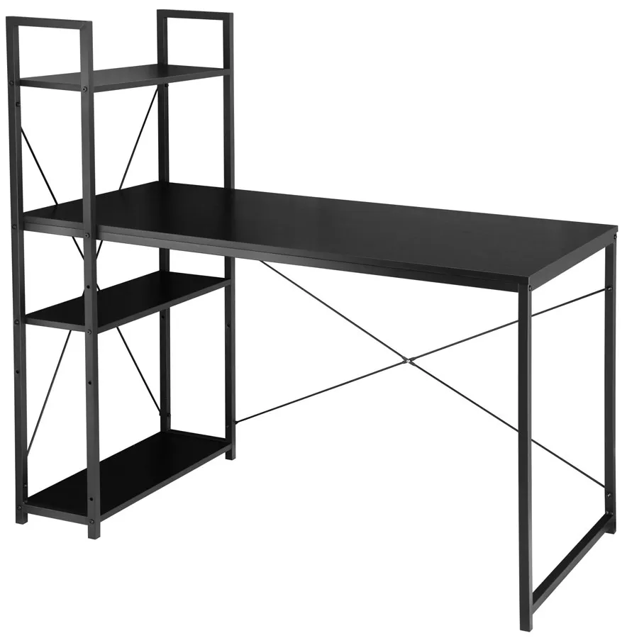 Elior Czarne Metalowe Biurko Komputerowe Z Regałem G8-L84