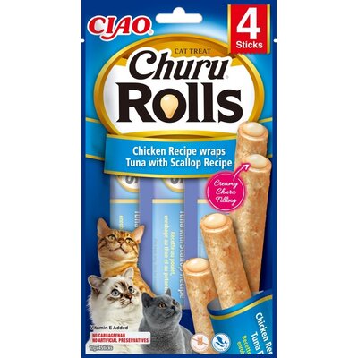 Inaba Ciao Inaba Ciao Cat Churu Rolls Chicken Wraps Tuńczyk i przegrzebki 40g Inaba Ciao |
