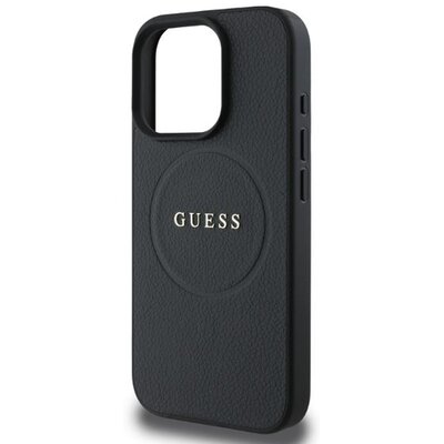 Guess GUHMP16LPGHSMMK iPhone 16 Pro czarny/black MagSafe PU Grained Gold Ring