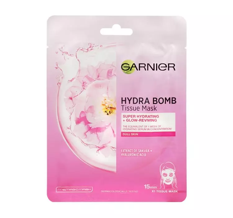 Garnier Nawilżająca maska tekstylna rozjaśniająca Sakura Skin Natura l s Hydra Bomb Tissue Mask) 28 g