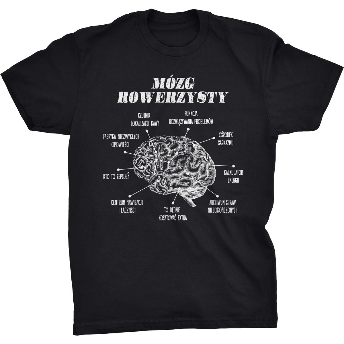 Koszulka T-shirt Mózg Rowerzysty Śmieszny Prezent na Święta Urodziny