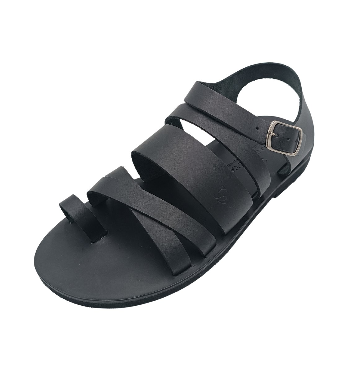 Czarne sandały męskie z paskami z naturalnej skóry SANDINISTA S4801 [Rozmiar: 43]