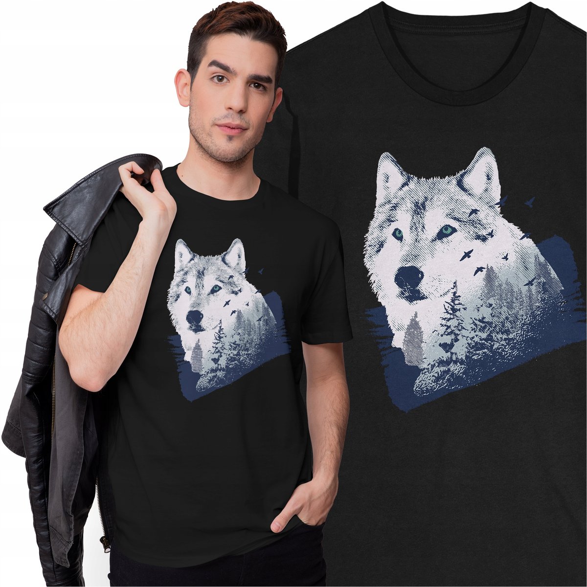 Koszulka Z Wilkiem Wolf Wilk Las Wataha Stado Ptaki Zwierzęta Natura