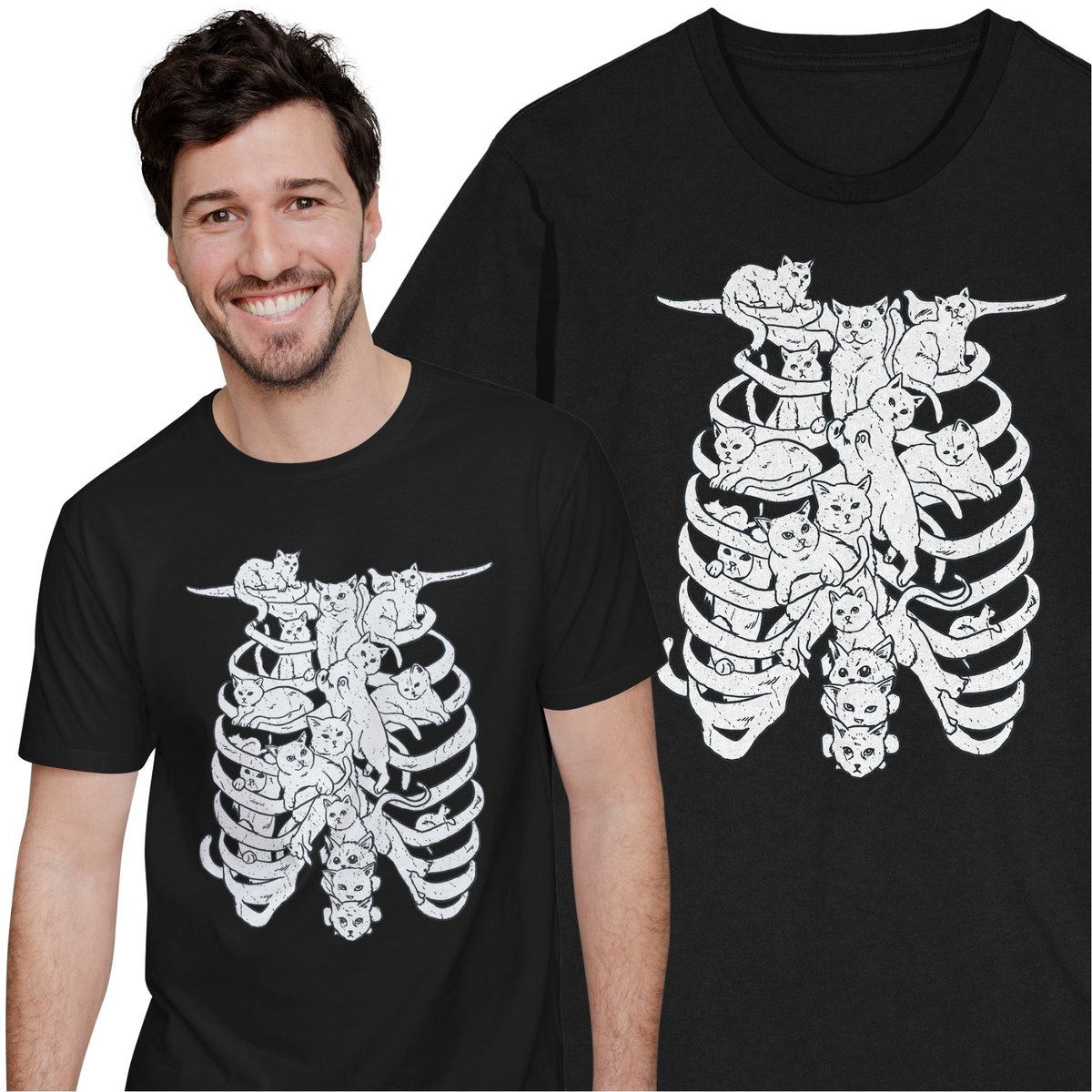 Koszulka Koty Kotki Szkielet Kości Zwierzęta