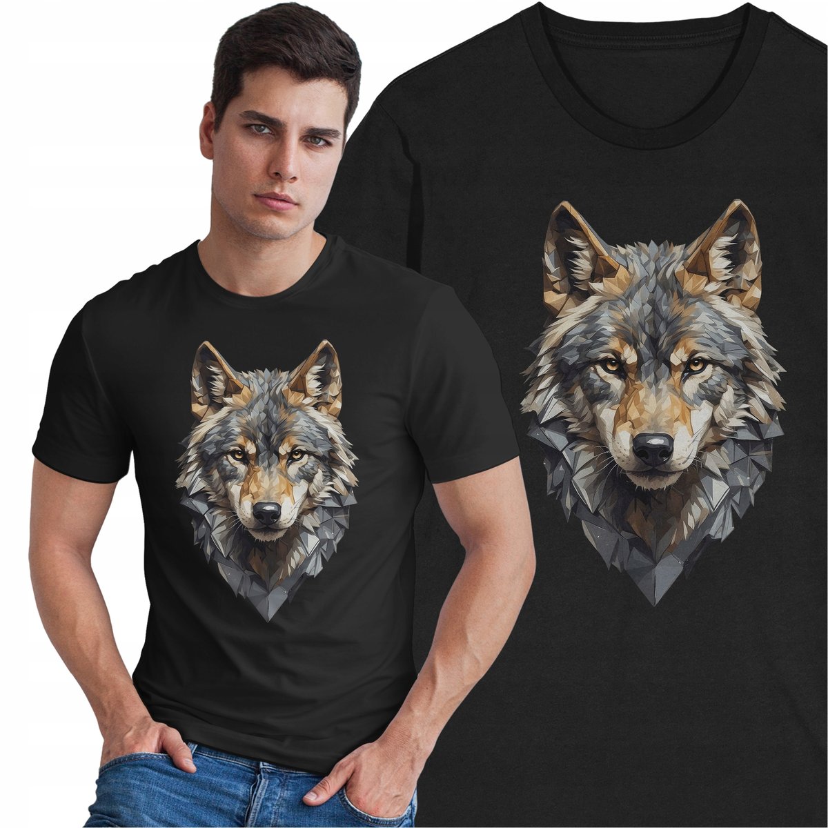 Koszulka Z Wilkiem Wolf Wilk Las Wataha Geometria