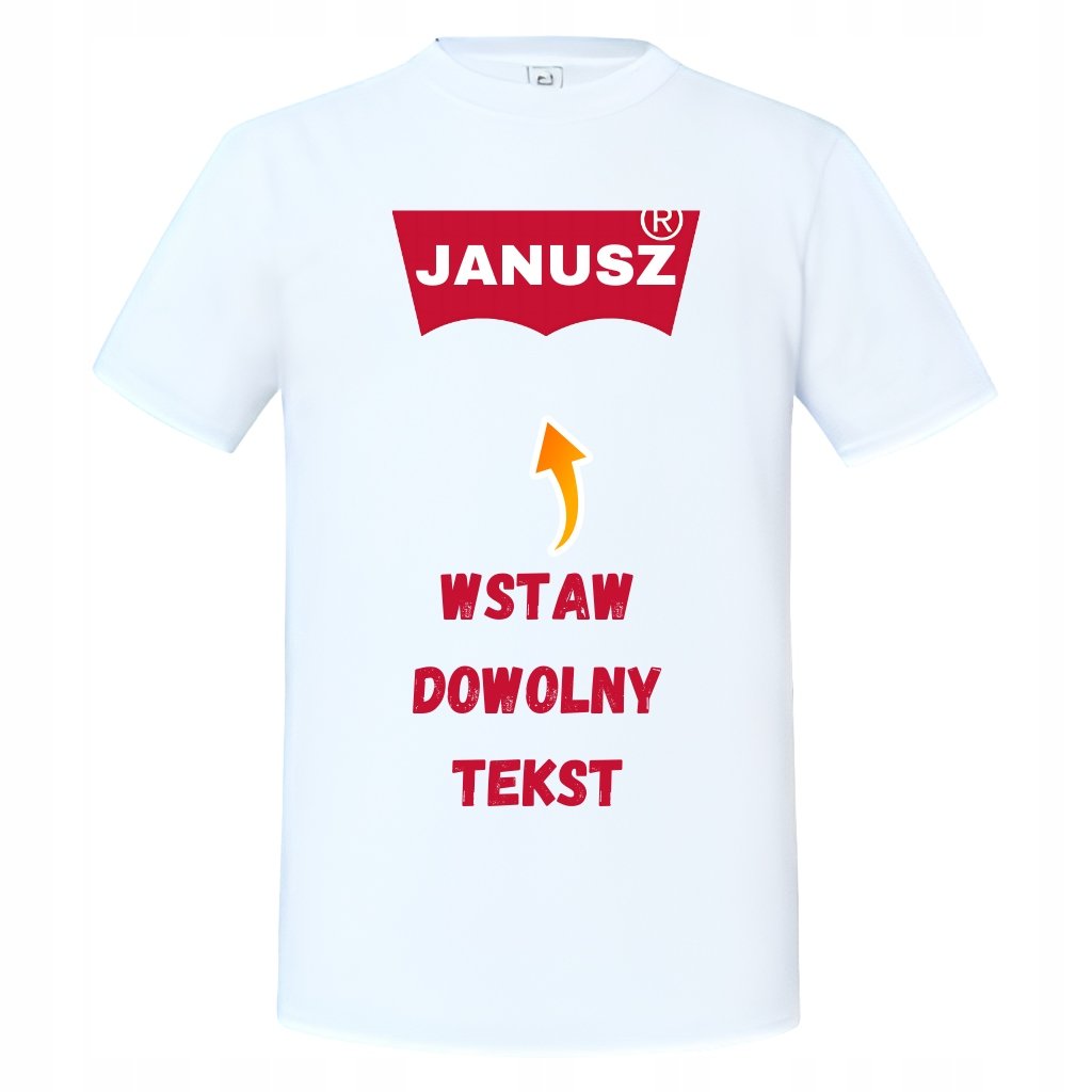 Koszulka męska z nadrukiem dowolnym własnym napisem parodia modny t-shirt