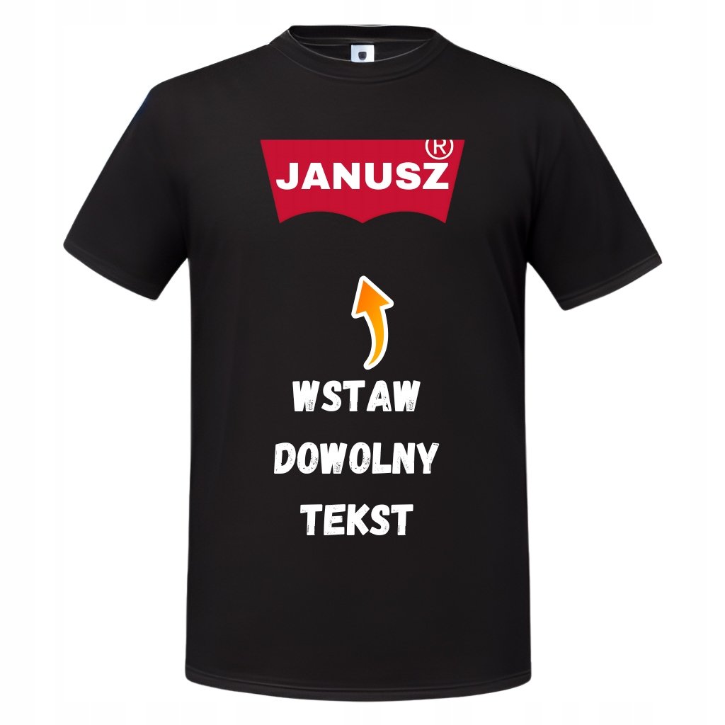 Koszulka męska z nadrukiem dowolnym własnym napisem parodia modny t-shirt