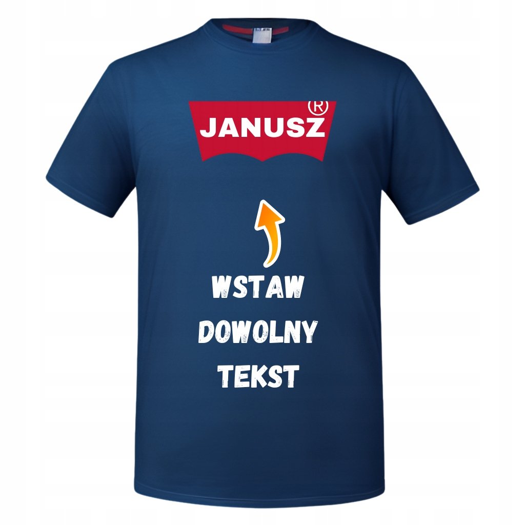 Koszulka męska z nadrukiem dowolnym własnym napisem parodia modny t-shirt