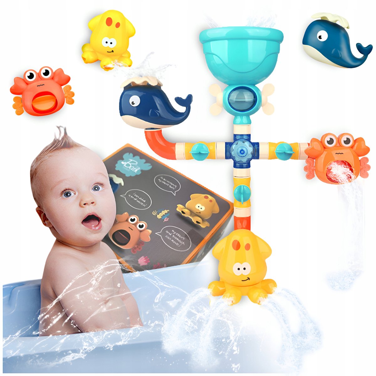 ZABAWKA KĄPIELOWA POD PRYSZNIC DO WODY WANNY WODOSPAD FONTANNA PRZELEWOWA