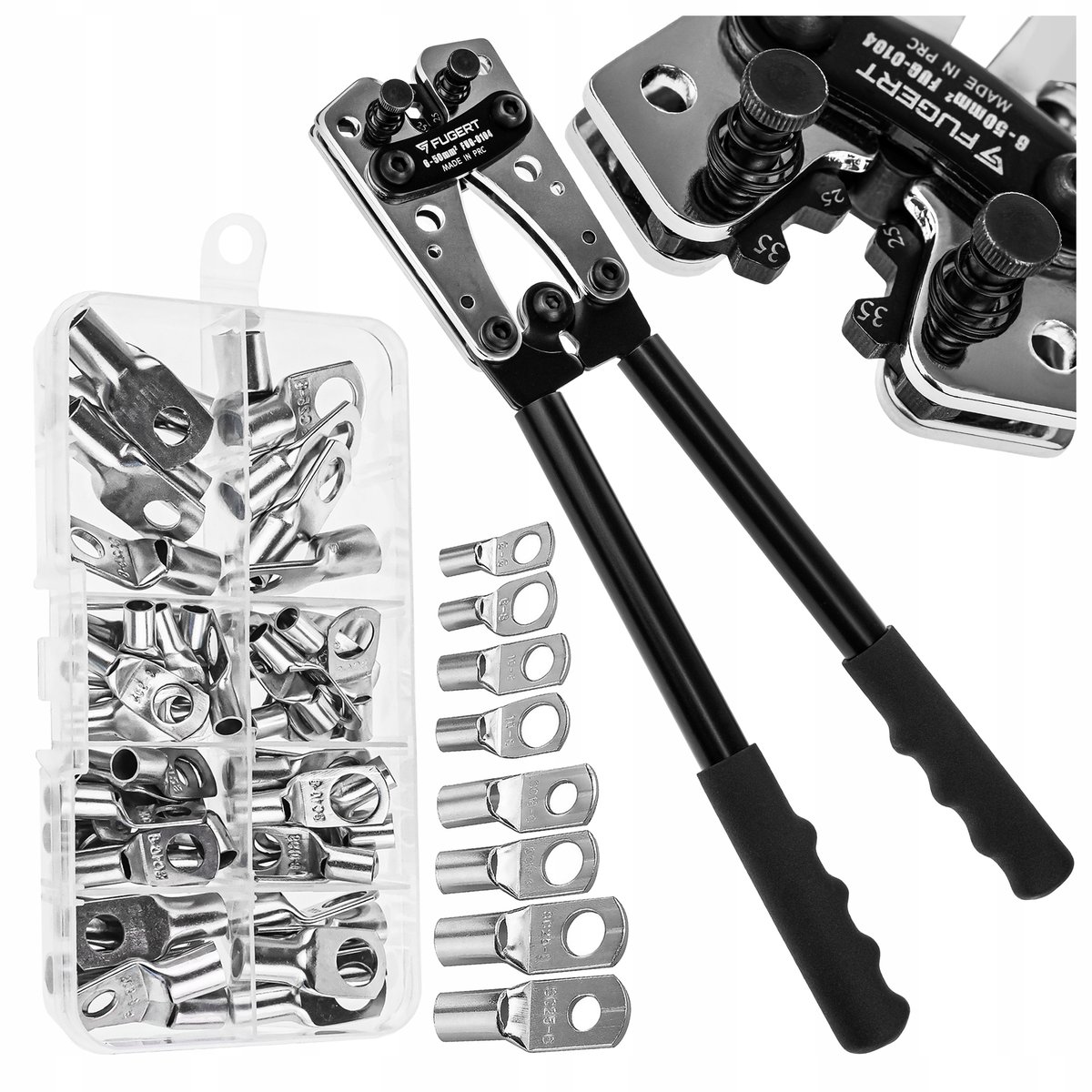 ZACISKARKA DO KABLI, TULEJEK, KONEKTORÓW, PRZEWODÓW  6-50 + 60szt