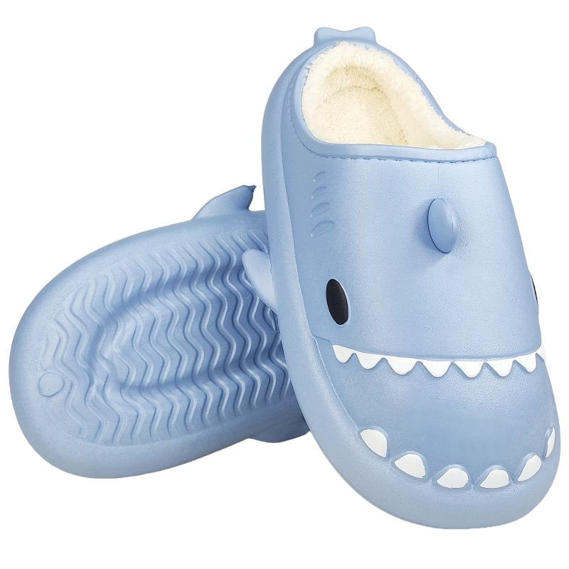 Kapcie Klapki Modne Stylowe Lekkie Wygodne Cieple Papcie Domowe Damskie Piankowe Ocieplane Z Rekinem Mior Niebieskie 39/40