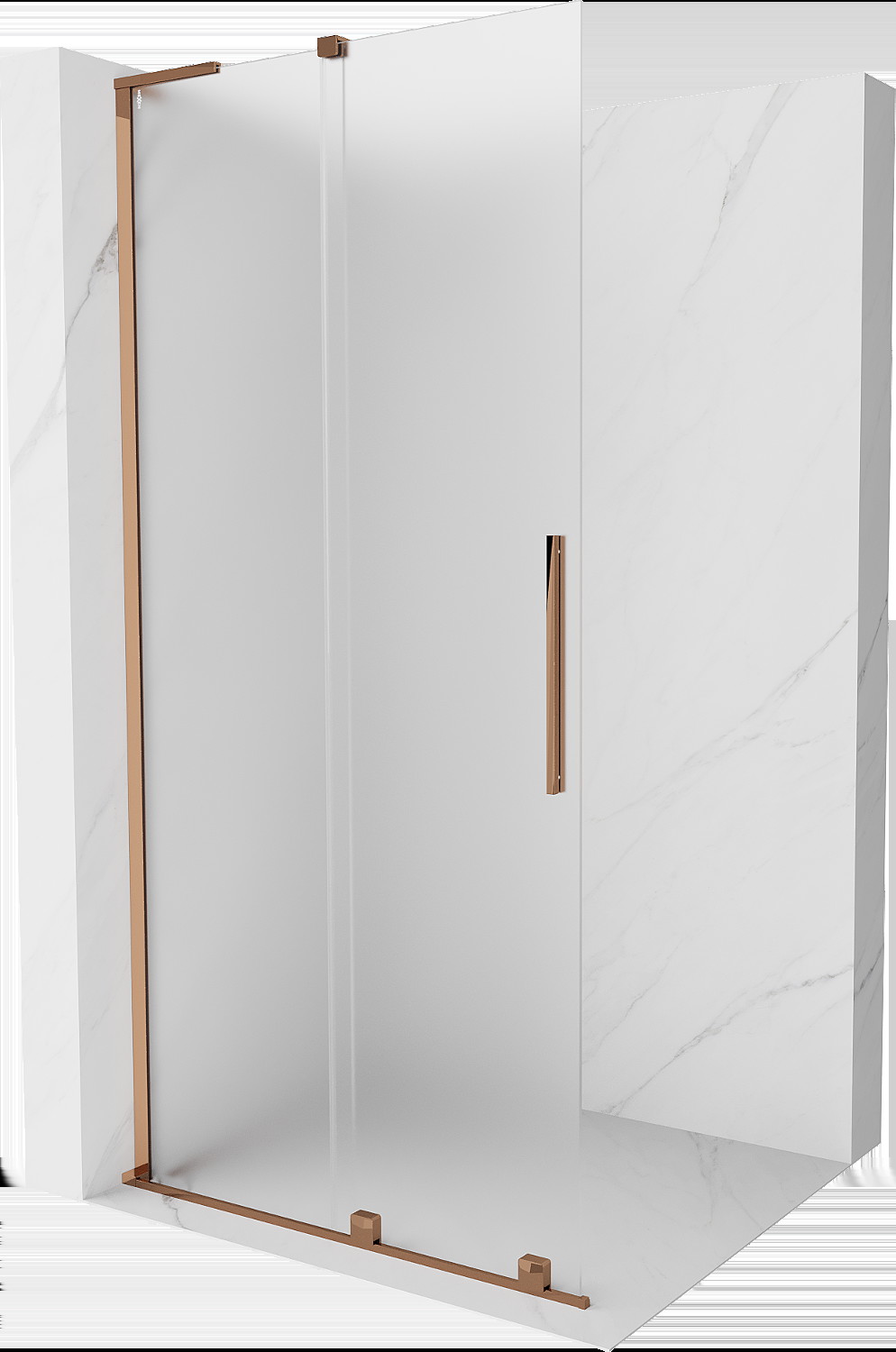 Mexen Velar L ścianka prysznicowa rozsuwana Walk-in 100 x 200 cm, szron 8 mm, różowe złoto - 871-100-003-33-60
