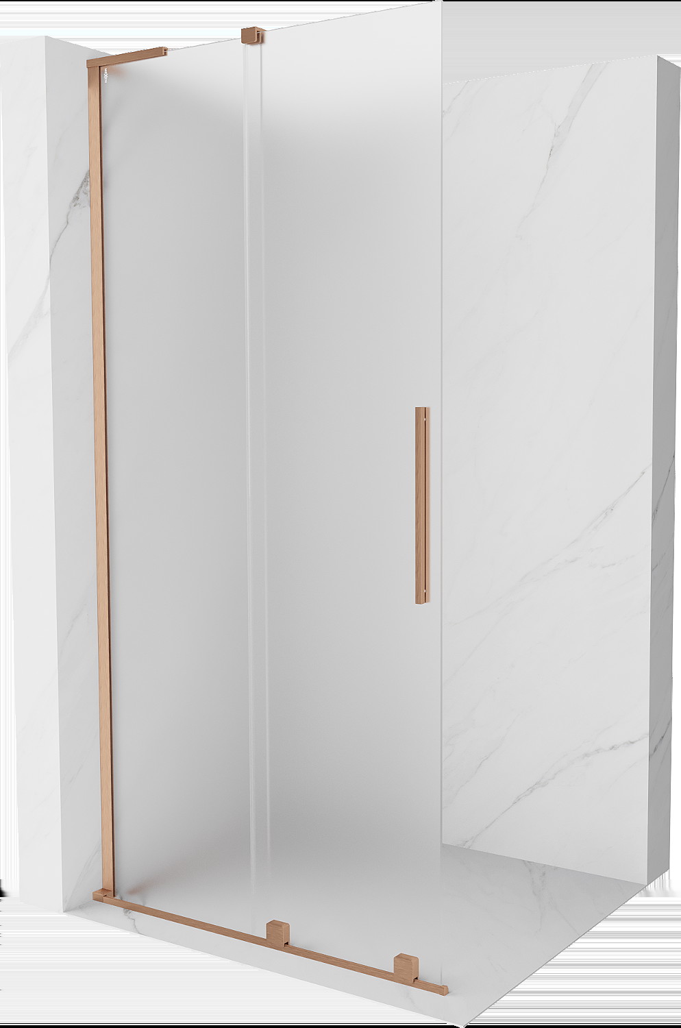 Mexen Velar L ścianka prysznicowa rozsuwana Walk-in 90 x 200 cm, szron 8 mm, miedź szczotkowana - 871-090-003-33-65