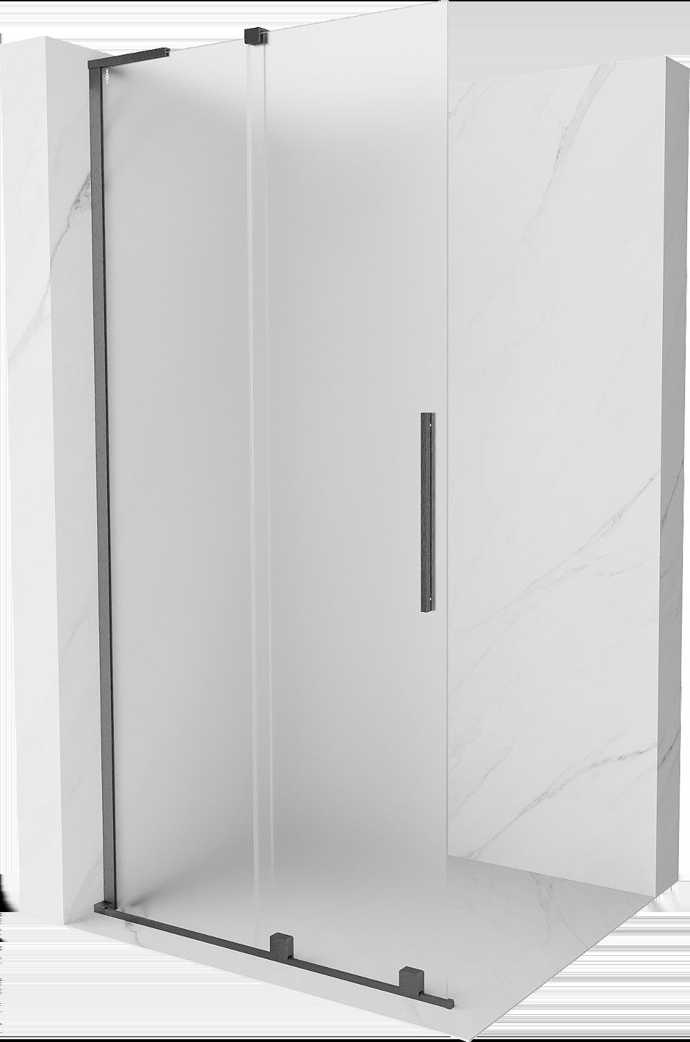 Mexen Velar L ścianka prysznicowa rozsuwana Walk-in 100 x 200 cm, szron 8 mm, gun gray szczotkowany - 871-100-003-33-66