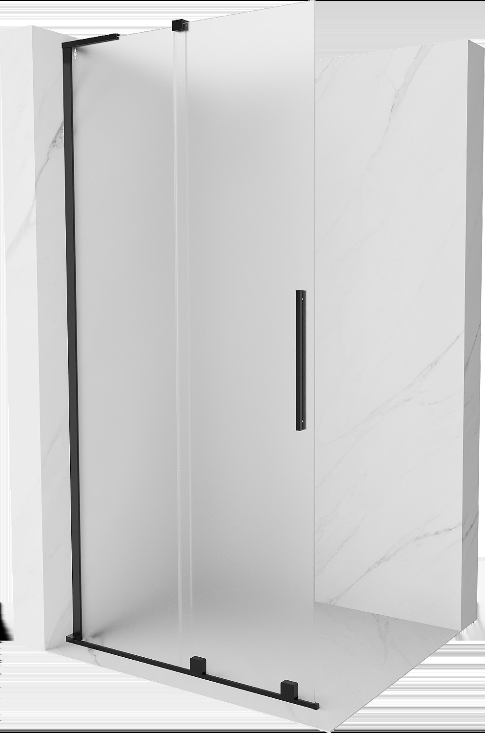 Mexen Velar L ścianka prysznicowa rozsuwana Walk-in 100 x 200 cm, szron 8 mm, czarna - 871-100-003-33-70