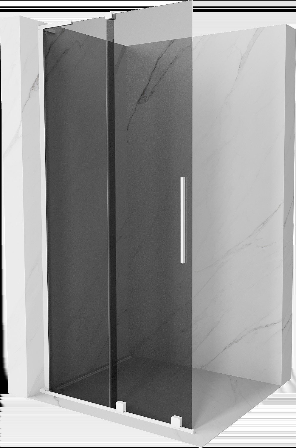 Mexen Velar L ścianka prysznicowa rozsuwana Walk-in 110 x 200 cm, grafit 8 mm, biała - 871-110-003-43-20