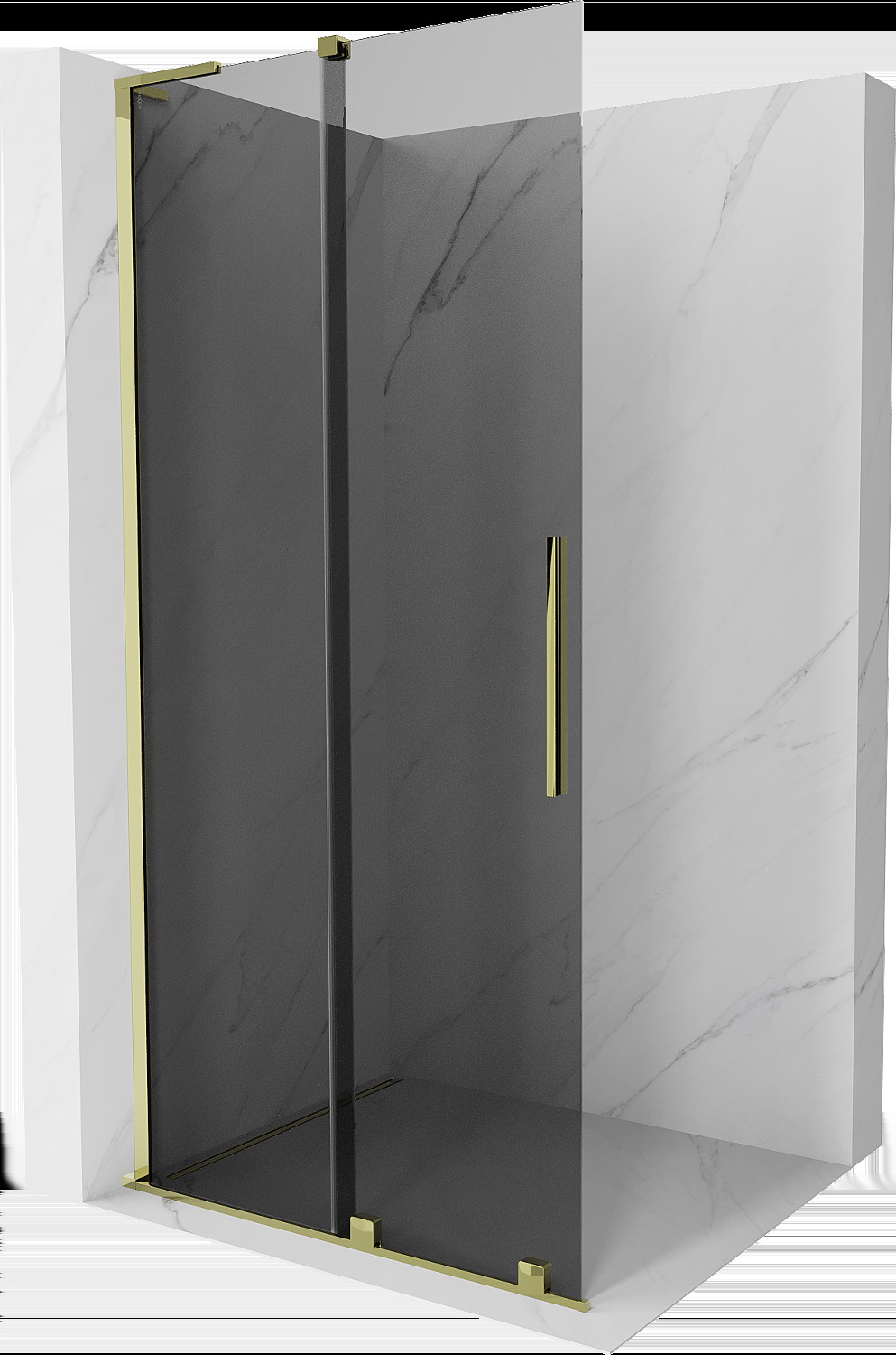 Mexen Velar L ścianka prysznicowa rozsuwana Walk-in 110 x 200 cm, grafit 8 mm, złota - 871-110-003-43-50