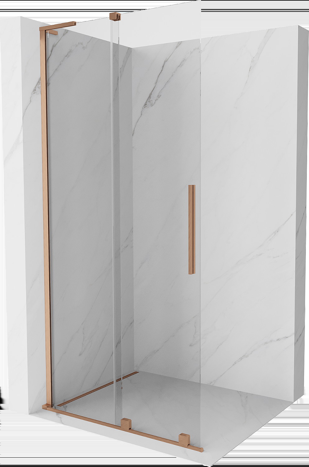 Mexen Velar L ścianka prysznicowa rozsuwana Walk-in 110 x 200 cm, transparent 8 mm, miedź szczotkowana - 871-110-003-03-65