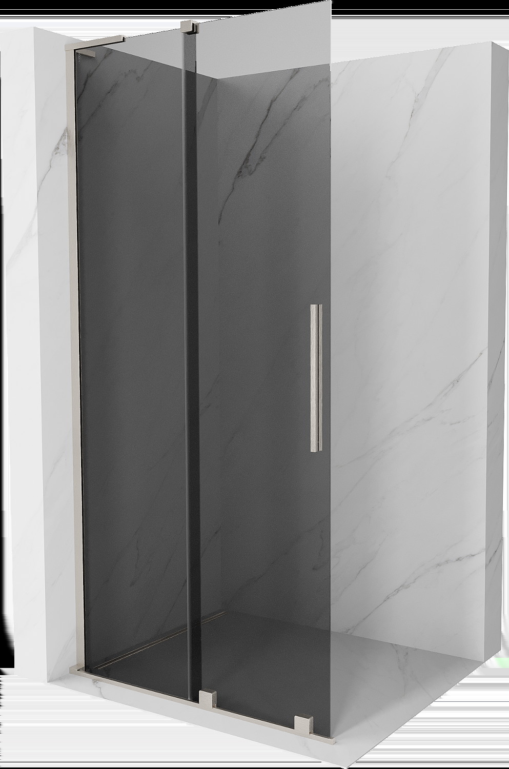 Mexen Velar L ścianka prysznicowa rozsuwana Walk-in 90 x 200 cm, grafit 8 mm, nikiel szczotkowany - 871-090-003-43-97