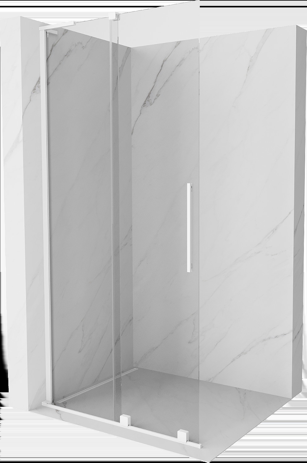 Mexen Velar L ścianka prysznicowa rozsuwana Walk-in 110 x 200 cm, transparent 8 mm, biała - 871-110-003-03-20