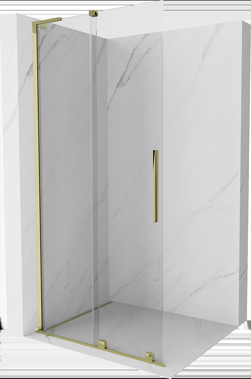 Mexen Velar L ścianka prysznicowa rozsuwana Walk-in 110 x 200 cm, transparent 8 mm, złota - 871-110-003-03-50