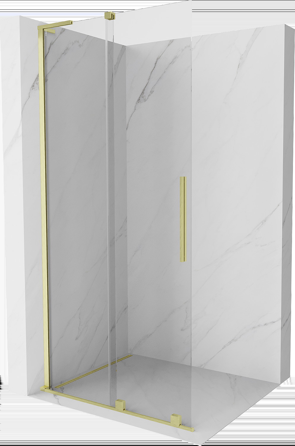 Mexen Velar L ścianka prysznicowa rozsuwana Walk-in 120 x 200 cm, transparent 8 mm, złota szczotkowana - 871-120-003-03-55