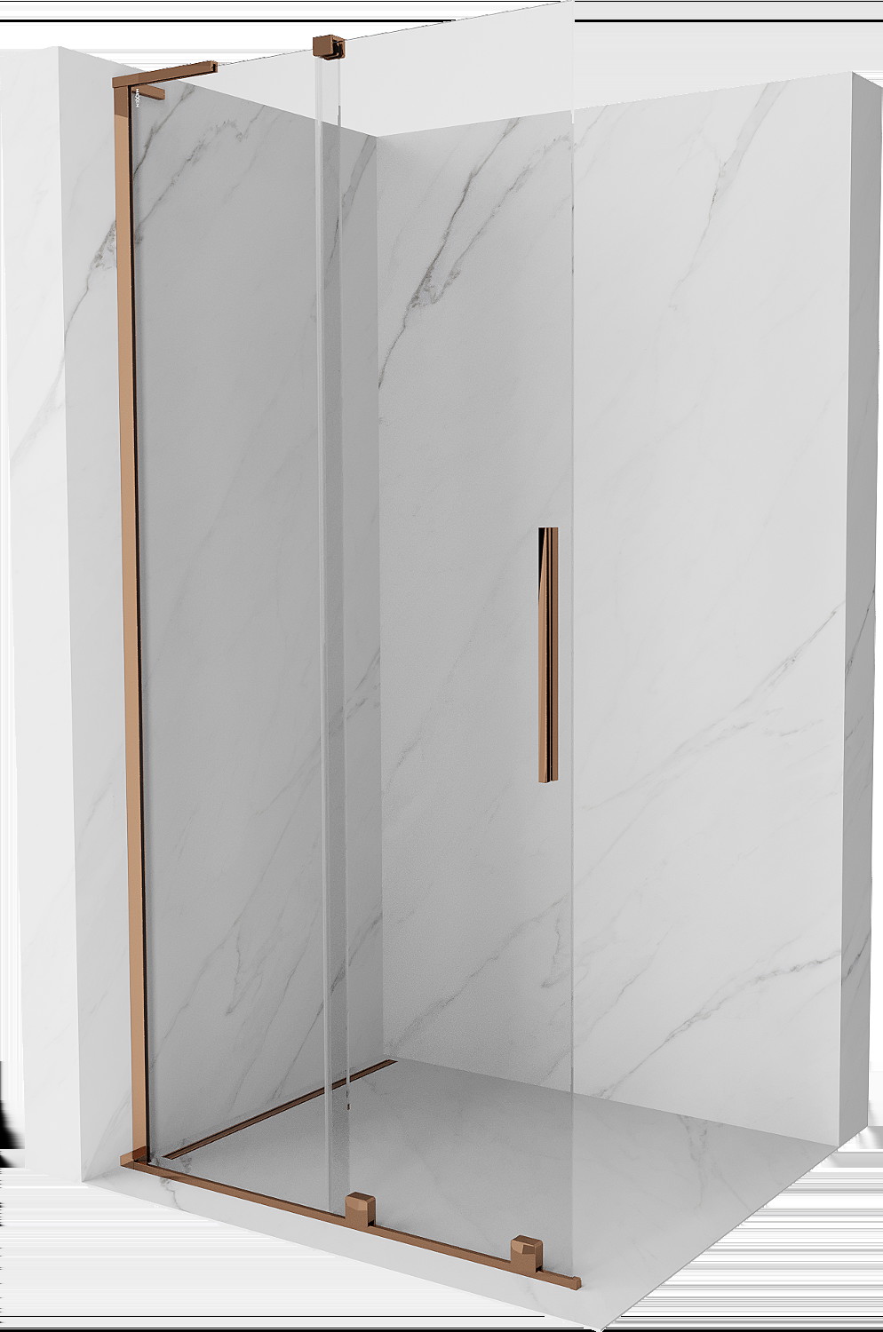 Mexen Velar L ścianka prysznicowa rozsuwana Walk-in 90 x 200 cm, transparent 8 mm, różowe złoto - 871-090-003-03-60