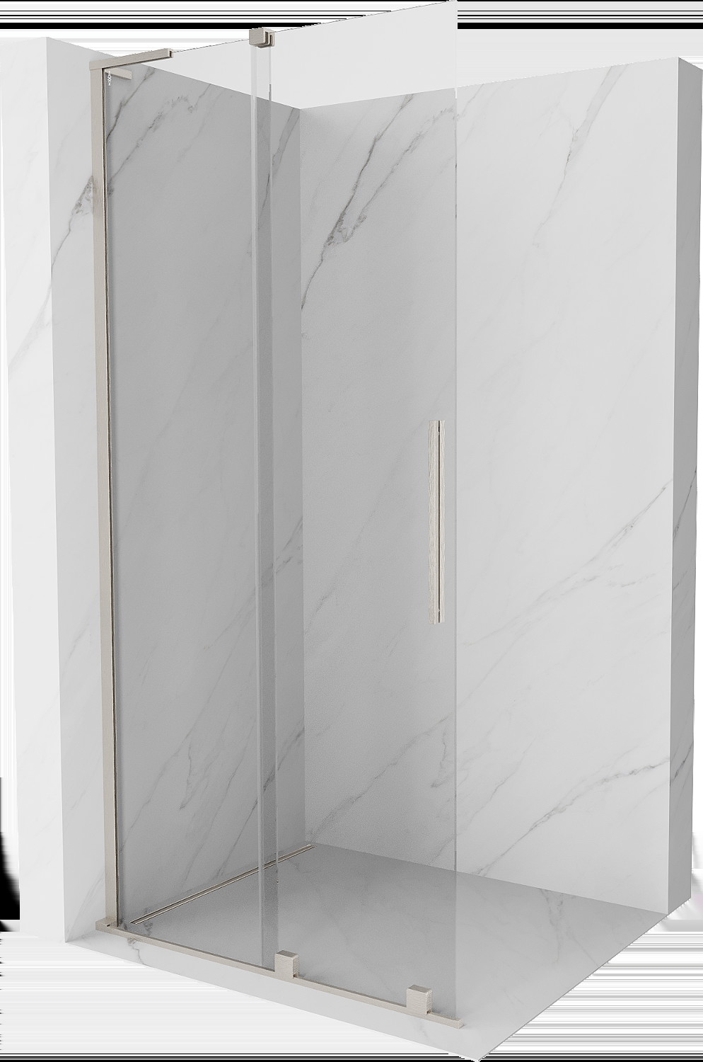 Mexen Velar L ścianka prysznicowa rozsuwana Walk-in 110 x 200 cm, transparent 8 mm, nikiel szczotkowany - 871-110-003-03-97