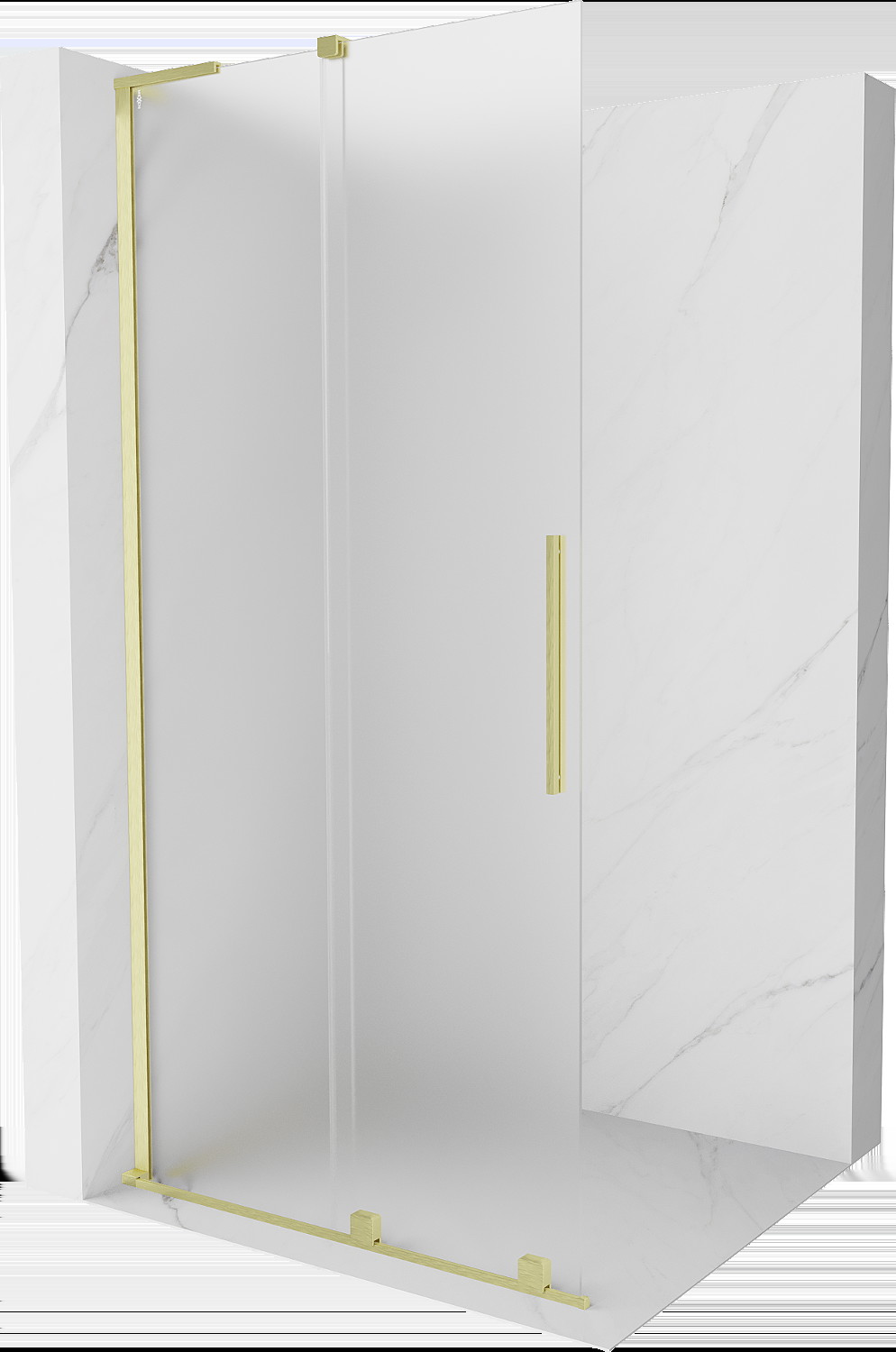 Mexen Velar L ścianka prysznicowa rozsuwana Walk-in 100 x 200 cm, szron 8 mm, złota szczotkowana - 871-100-003-33-55