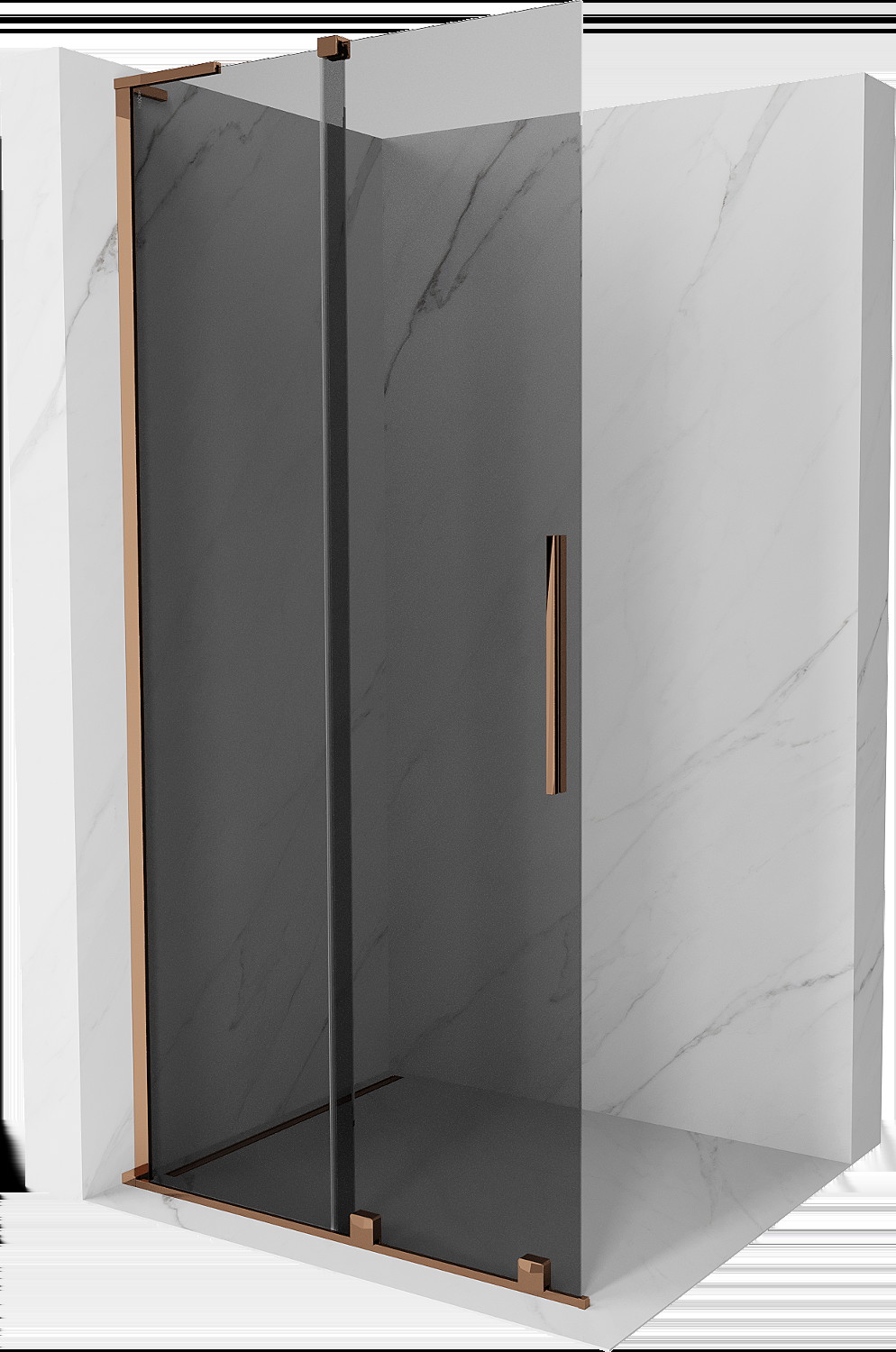 Mexen Velar L ścianka prysznicowa rozsuwana Walk-in 120 x 200 cm, grafit 8 mm, różowe złoto - 871-120-003-43-60